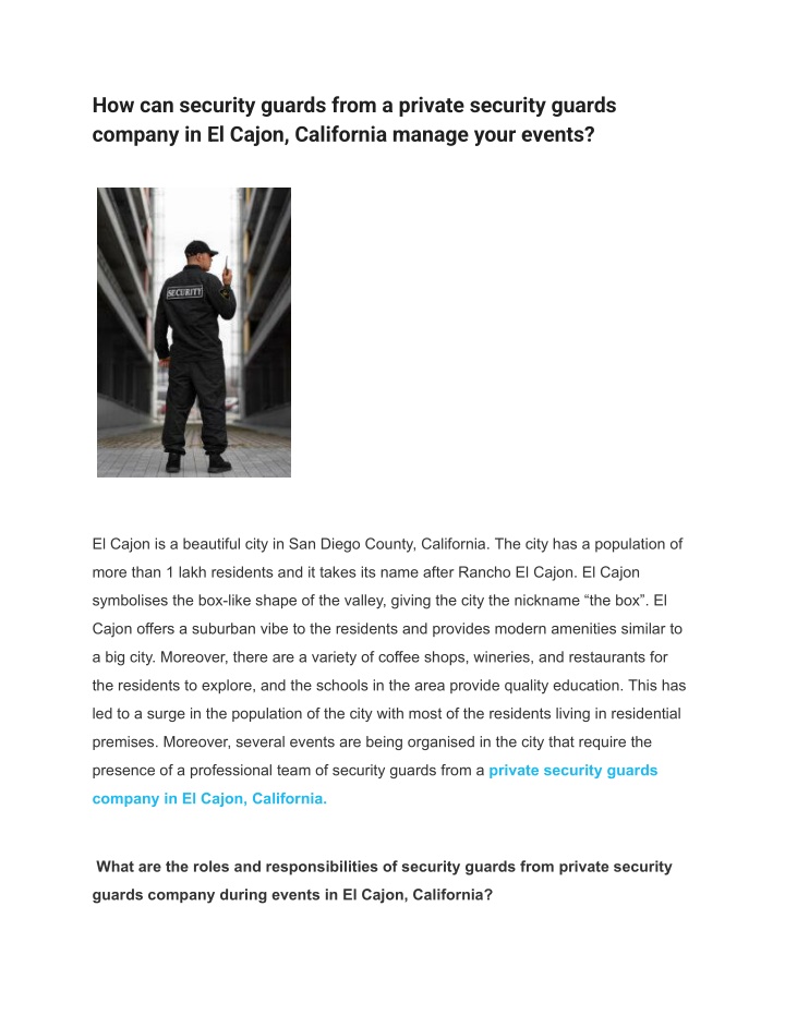 PPT - How can security guards from a private security guards company in ...