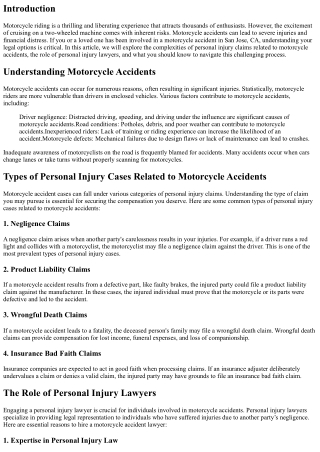 Motorcycle Accidents and Personal Injury Claims: What You Should Know