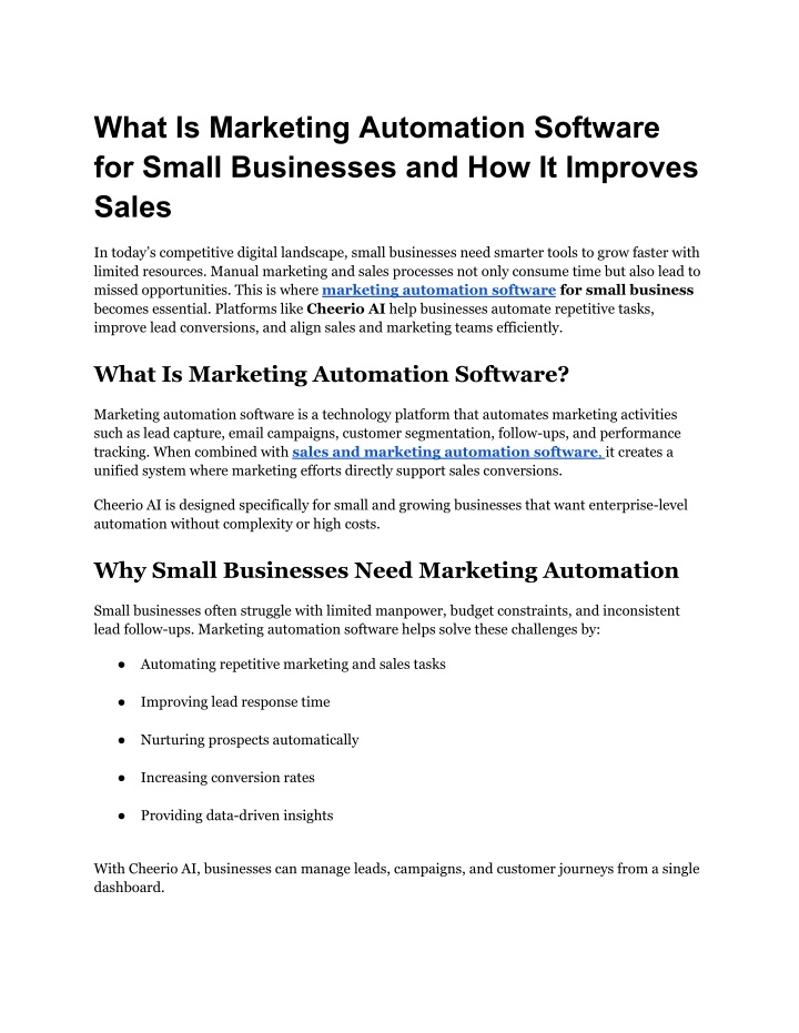 PPT - Sales and Marketing Automation Software for Faster Business ...