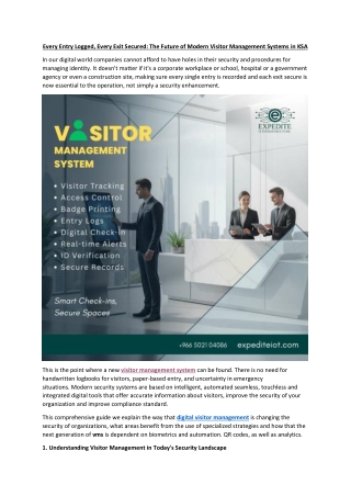 Every Entry Logged, Every Exit Secured -The Future of Modern Visitor Management Systems in KSA