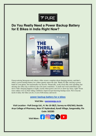 Do You Really Need a Power Backup Battery for E Bikes in India Right Now?