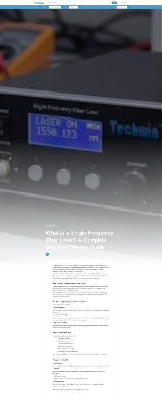 What Is a Single-Frequency Fiber Laser? Complete Beginner Guide by Tecwin