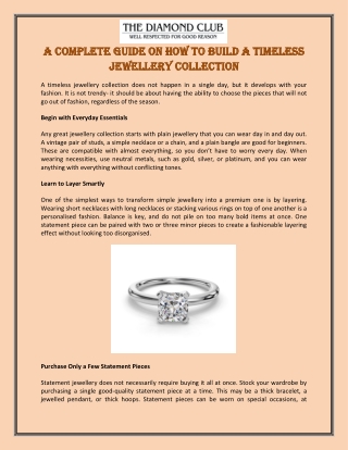 A Complete Guide on How to Build a Timeless Jewellery Collection