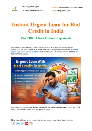 Instant Urgent Loan for Bad Credit in India – No CIBIL Check Options Explained