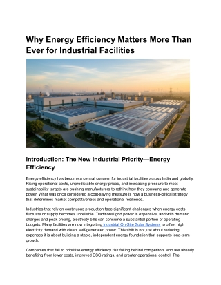 Why Energy Efficiency Matters More Than Ever for Industrial Facilities
