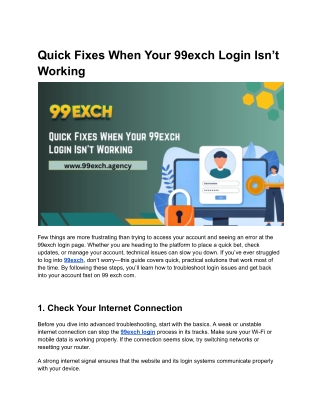 Quick Fixes When Your 99exch Login Isn’t Working