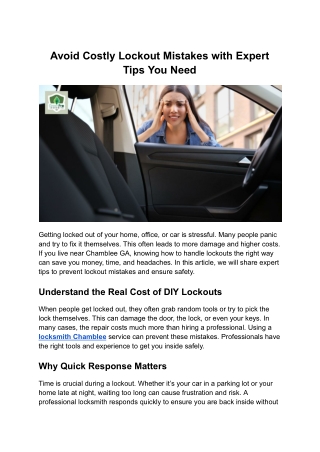 Avoid Costly Lockout Mistakes with Expert Tips You Need