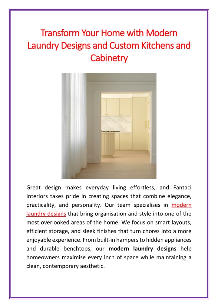 PPT - Transform Your Home with Modern Laundry Designs and Custom ...