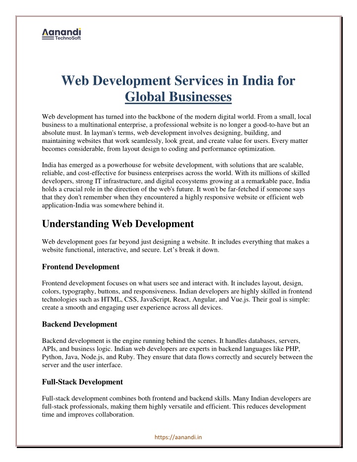 PPT - Web Development Services in India for Global Businesses ...