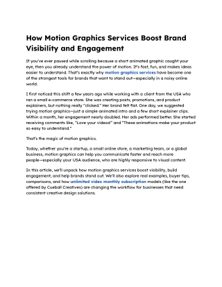 Motion Graphics Services to Boost Brand Visibility & Engagement
