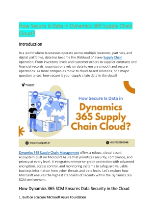 Dynamics 365 Supply Chain Management Training - Course Online