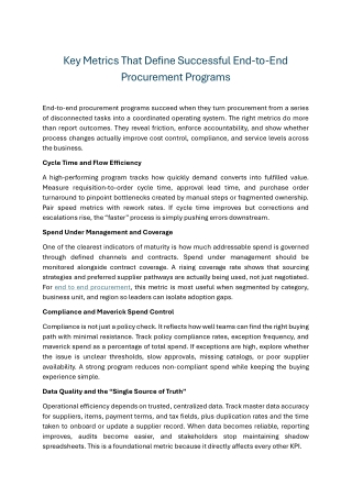 Key Metrics That Define Successful End-to-End Procurement Programs