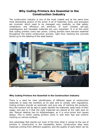 Why Coding Printers Are Essential in the Construction Industry