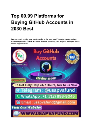 Top 00.99 Platforms for Buying GitHub Accounts in 2030 Best