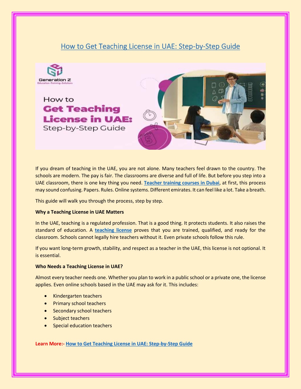 PPT - How to Get Teaching License in UAE: Step-by-Step Guide PowerPoint ...