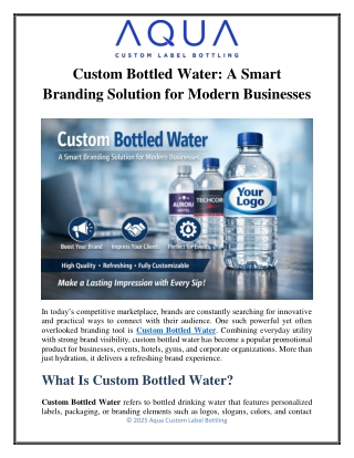 Custom Bottled Water- A Smart Branding Solution for Modern Businesses