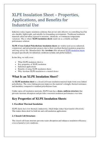 XLPE Insulation Sheet – Properties, Applications, and Benefits for Industrial Use