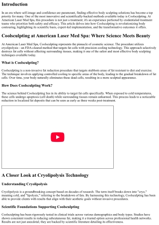 Coolsculpting at American Laser Med Spa: Where Science Meets Beauty