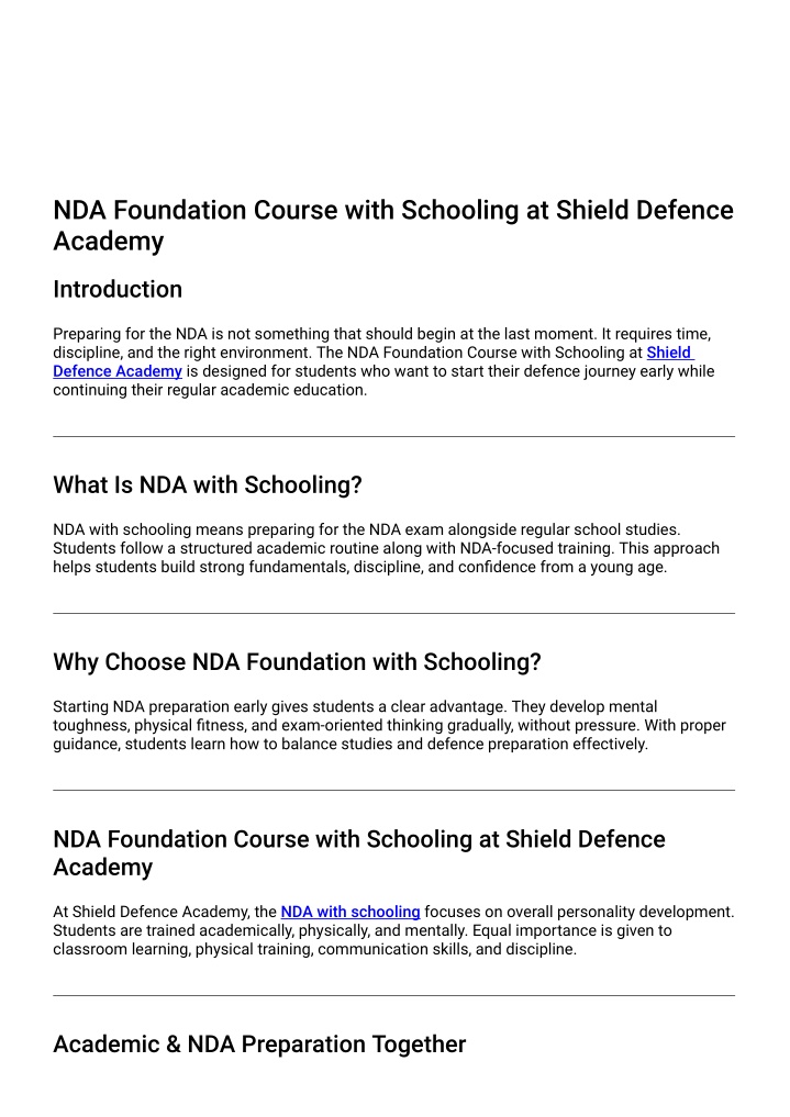 PPT - NDA Foundation Course with Schooling at Shield Defence Academy ...