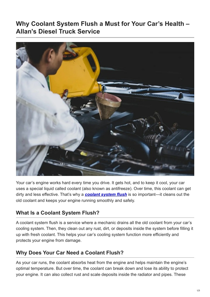 PPT - Why Coolant System Flush a Must for Your Cars Health Allans ...
