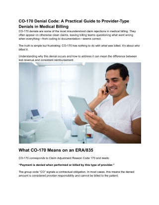 CO-170 Denial Code_ A Practical Guide to Provider-Type Denials in Medical Billing