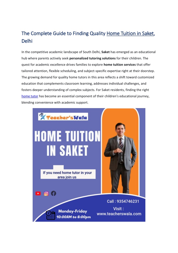 PPT - Home tuition in Saket PowerPoint Presentation, free download - ID ...
