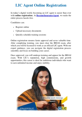 LIC agent Registration Online 2