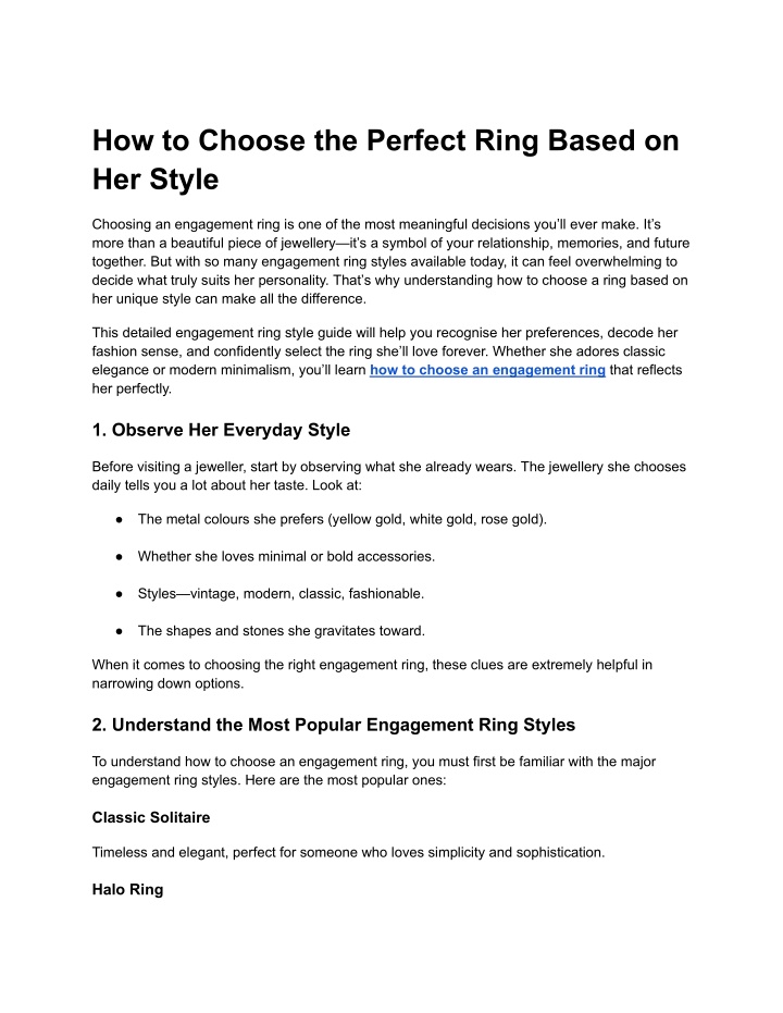 PPT - How to Choose the Perfect Ring Based on Her Style PowerPoint ...