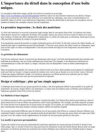 L'importance du détail dans la conception d'une boîte unique.