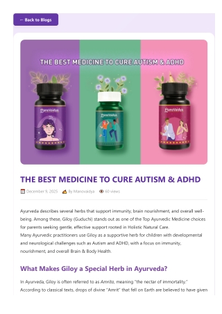Top Ayurvedic Medicine in Delhi for Autism & ADHD
