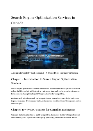 Search Engine Optimization Services in Canada | Peak Demand SEO Agency