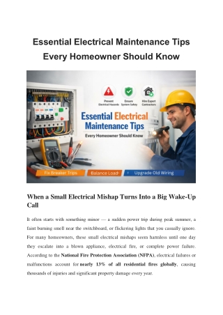 Essential Electrical Maintenance Tips Every Homeowner Should Know
