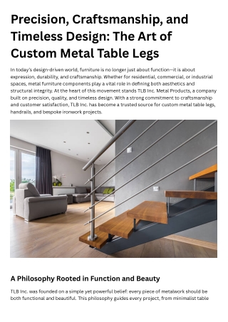 Precision, Craftsmanship, and Timeless Design The Art of Custom Metal Table Legs