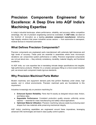 Precision Component Manufacturer in India | Precision Machined Parts – AQF India