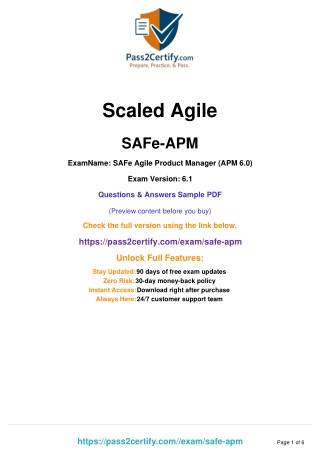 SAFe® Agile Product Management (SAFe-APM) Certification