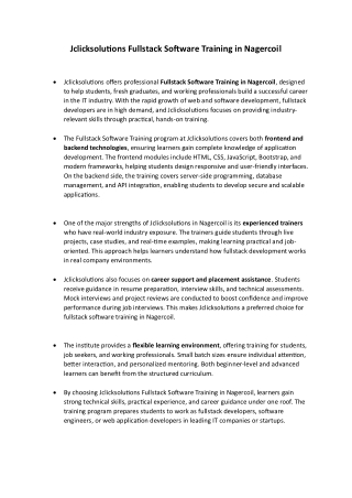 Fullstack Software Training in Nagercoil