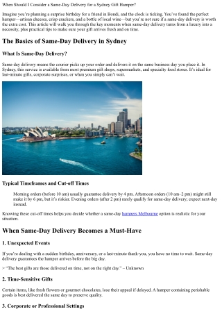 When Should I Consider a Same‑Day Delivery for a Sydney Gift Hamper?