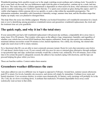 Greensboro Mobile Windshield Repair: How Long Should You Wait to Drive?