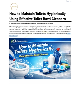 How to Maintain Toilets Hygienically Using Effective Bowl Cleaners