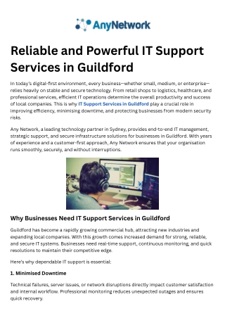 Reliable and Powerful IT Support Services in Guildford