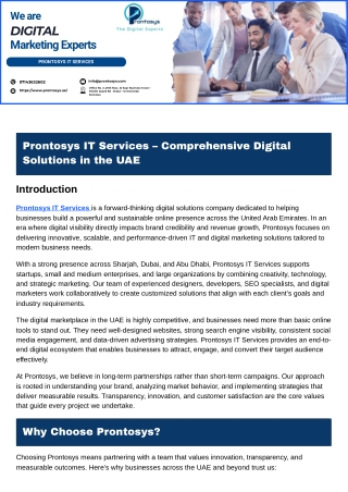 Prontosys IT Services – Comprehensive Digital Solutions in the UAE