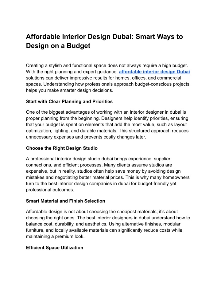 PPT - Affordable Interior Design Dubai_ Smart Ways to Design on a ...