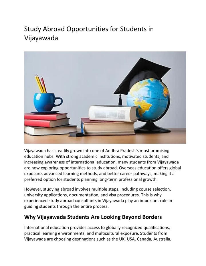 PPT - Study Abroad Opportunities for Students in Vijayawada PowerPoint ...