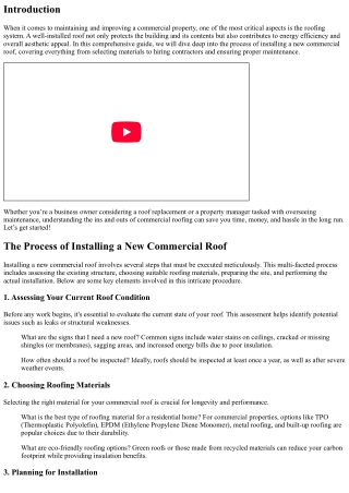 The Process of Installing a New Commercial Roof