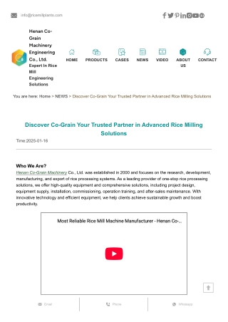 Discover Co-Grain Your Trusted Partner in Advanced Rice Milling Solutions