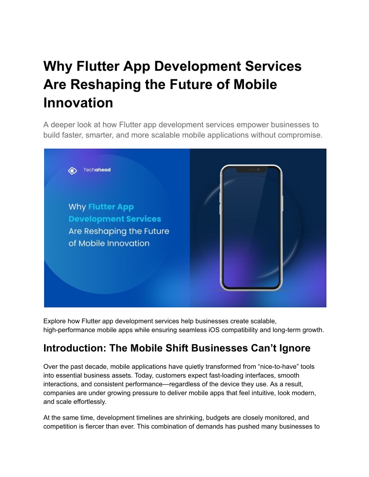 PPT - Why Flutter App Development Services Are Reshaping the Future of ...