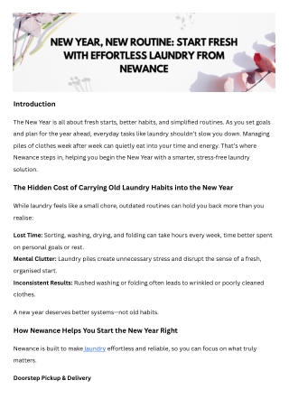 New Year, New Routine Start Fresh With Effortless Laundry From Newance