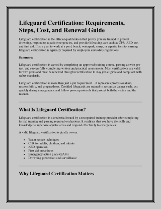 Lifeguard Certification: Requirements, Steps, Cost, and Renewal Guide
