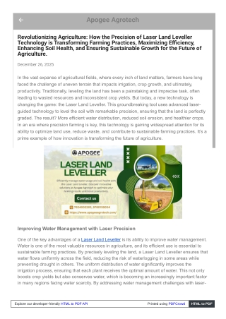 Efficient Field Leveling with Laser Land Leveller for High Yields