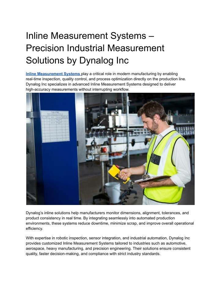 PPT - Inline Measurement Systems – Precision Industrial Measurement ...